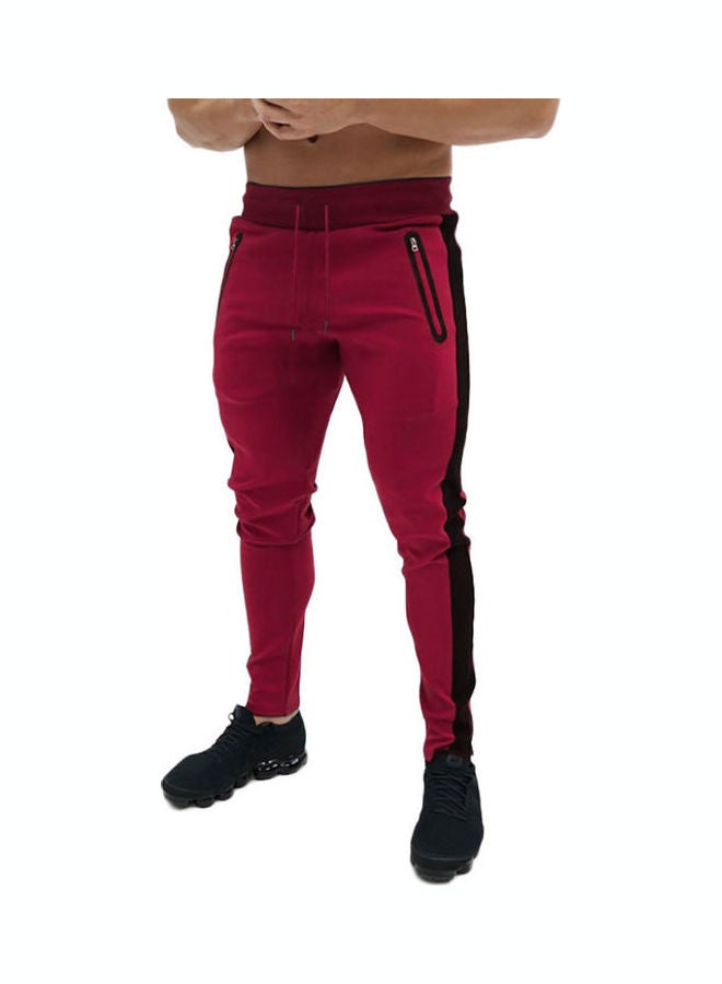 بنطال رياضي خفيف للركض برباط وتصميم عدة ألوان أحمر وأسود