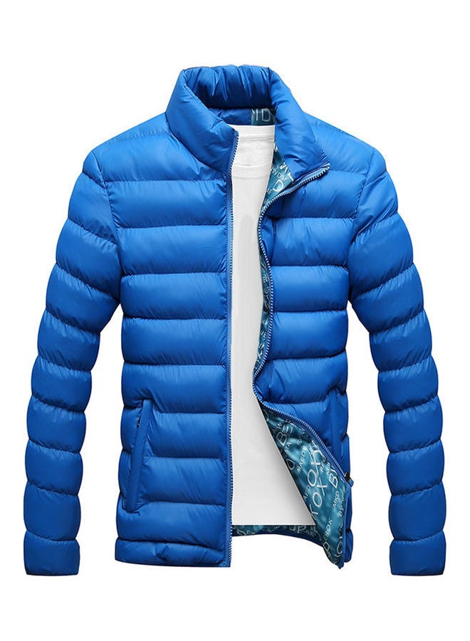 Zipper Detail Padded Jacket Blue