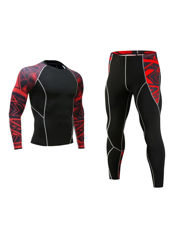 2-Piece Printed Tracksuit Set Black/Red  - Image 1