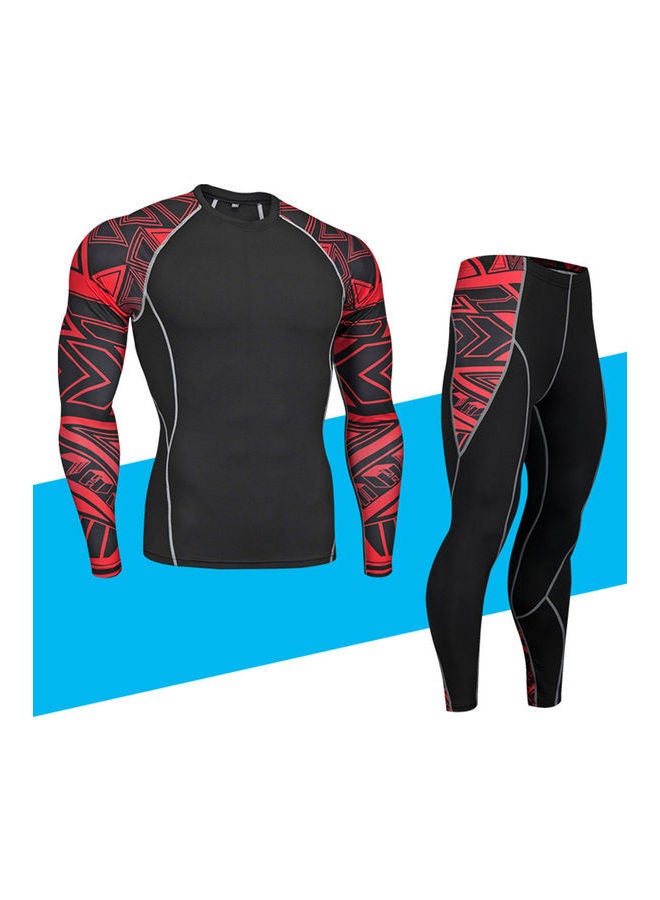 2-Piece Printed Tracksuit Set Black/Red  - Image 2