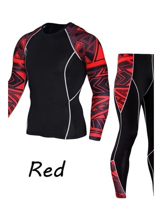 2-Piece Printed Tracksuit Set Black/Red  - Image 3