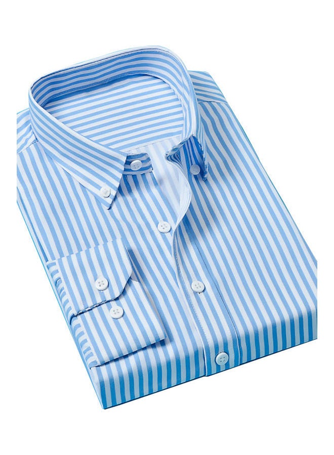 Vertical Striped Shirt Light Blue/White  - Image 1