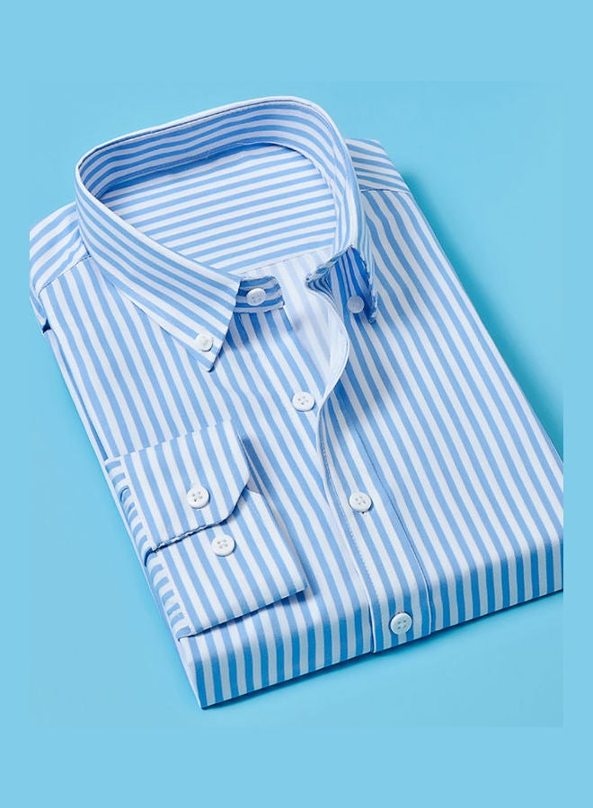 Vertical Striped Shirt Light Blue/White  - Image 2