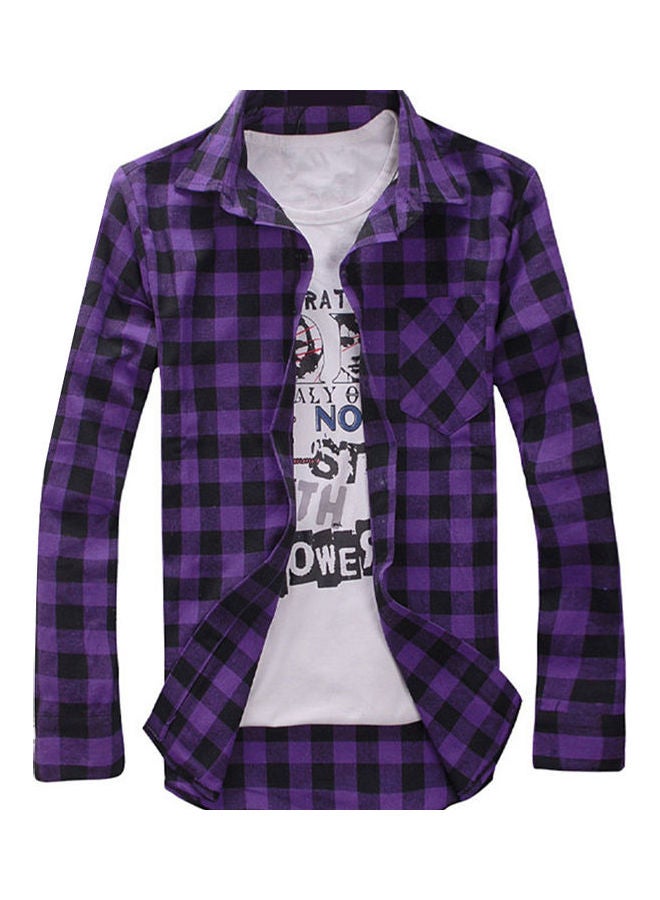 Checked Pattern Shirt Purple