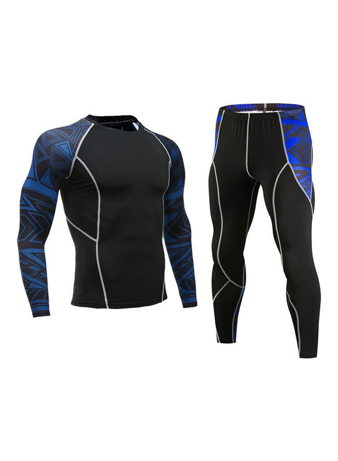2-Piece Printed Tracksuit Set Black/Blue  - Image 1