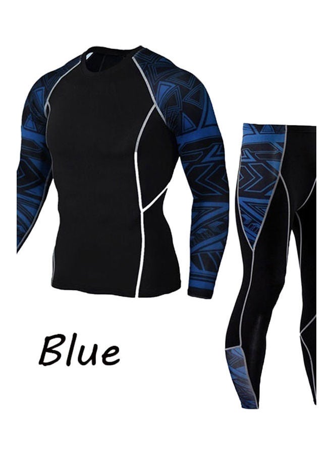 2-Piece Printed Tracksuit Set Black/Blue  - Image 2