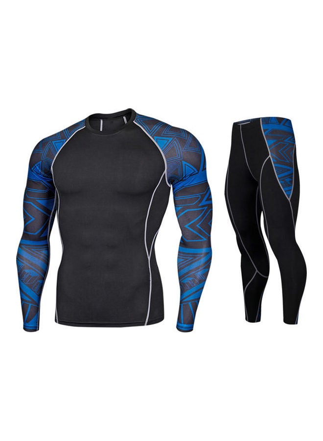 2-Piece Printed Tracksuit Set Black/Blue  - Image 3