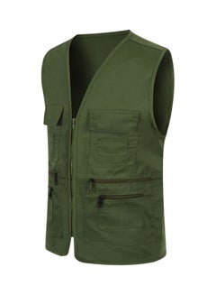 Multi-Pocket Solid Vest Army Green