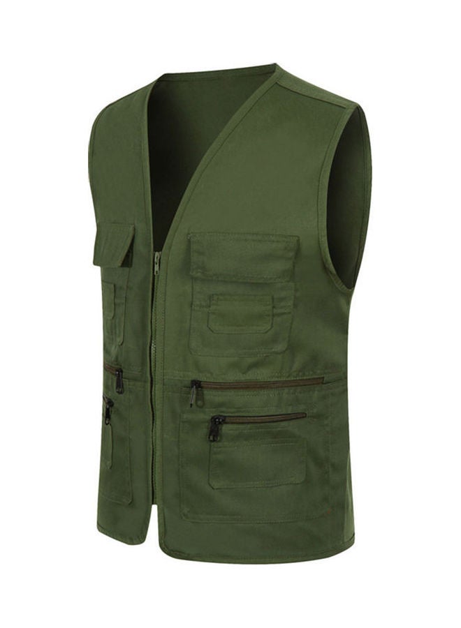 Generic - Multi-Pocket Solid Vest Army Green - Image 1