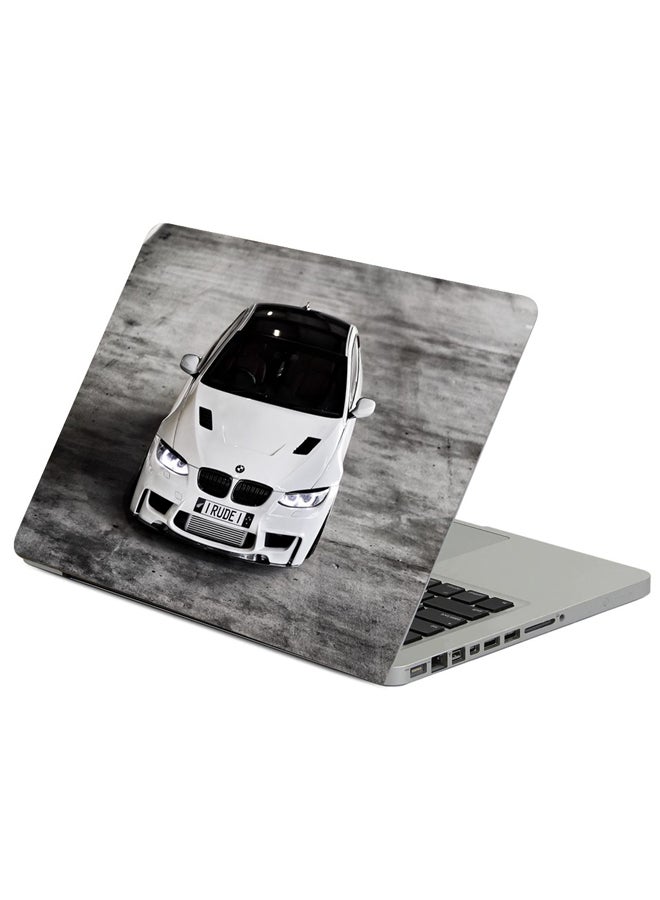 حافظة لابتوب بطبعة سيارة بي إم دبليو بيضاء متعدد الألوان