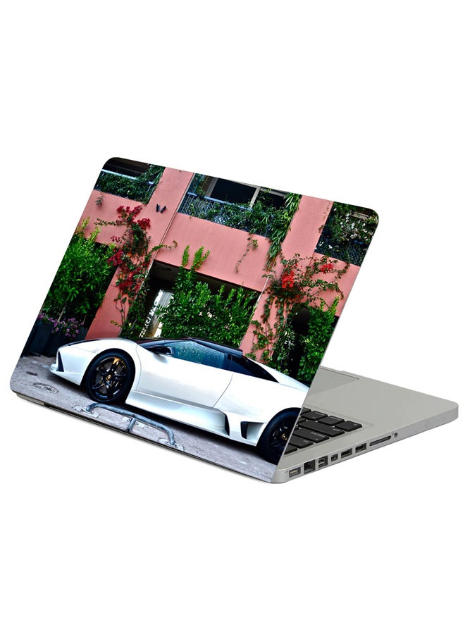 حافظة لابتوب بطبعة سيارة لامبورجيني مورسيلاجو بيضاء متعدد الألوان
