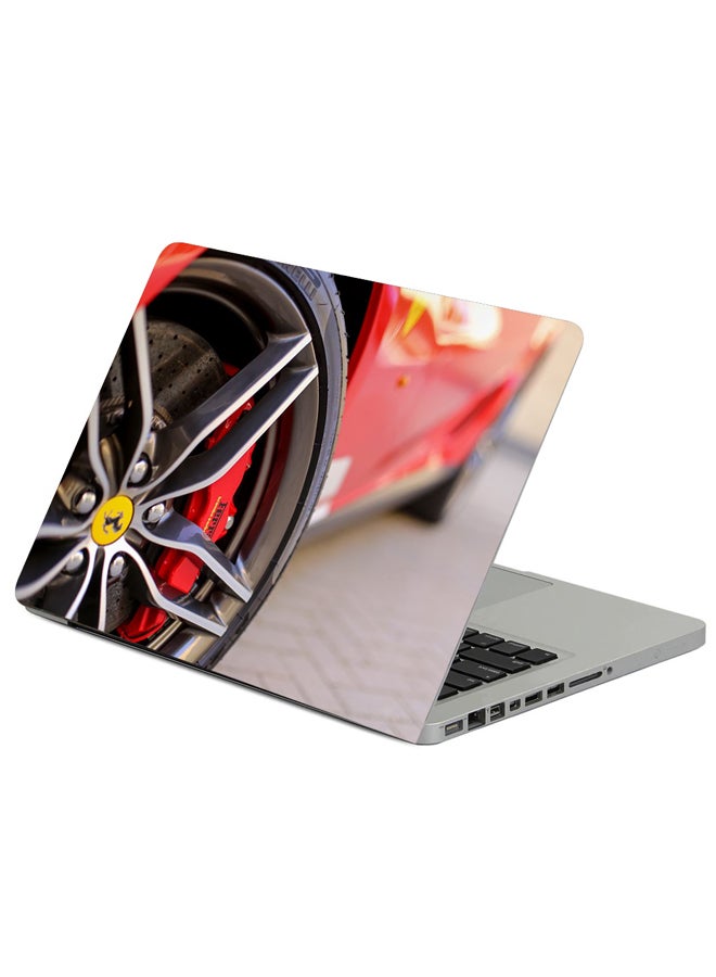 Fast Print Ferrari Tire Wheel Printed Laptop Sticker Multicolor 