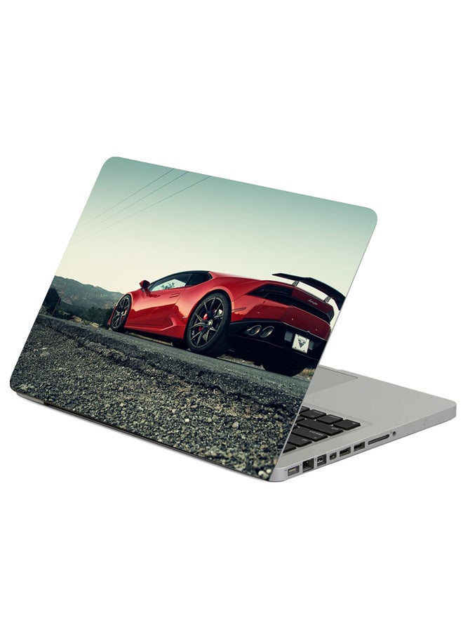 حافظة لابتوب بطبعة سيارة لامبورجيني هوراكان باللون الأحمر متعدد الألوان