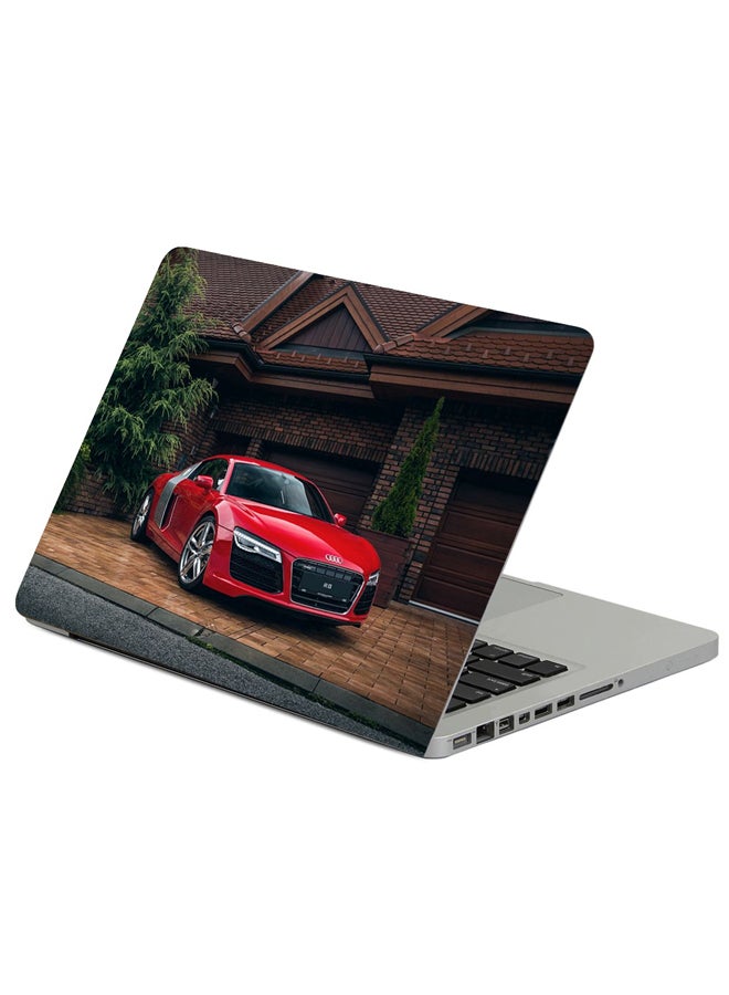فاست برينت غطاء لاصق للابتوب مزين برسمة سيارة أودي R8 حمراء متعدد الألوان