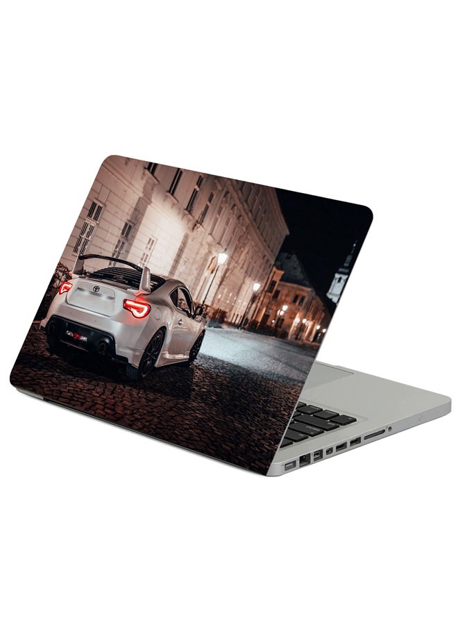 Toyota Car White Printed Laptop Sleeve Multicolour