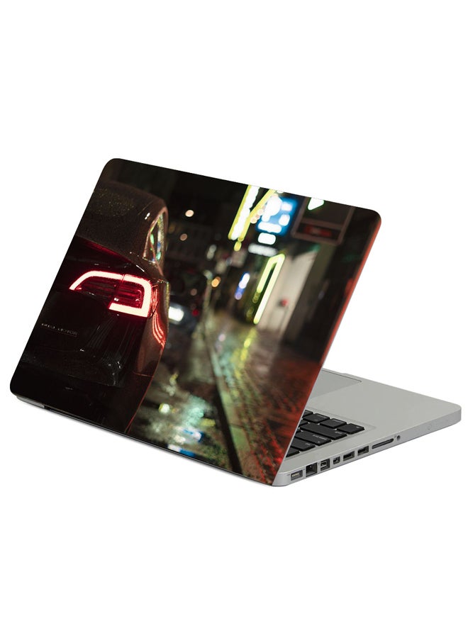 حافظة لابتوب بطبعة سيارة سوداء في الليل متعدد الألوان