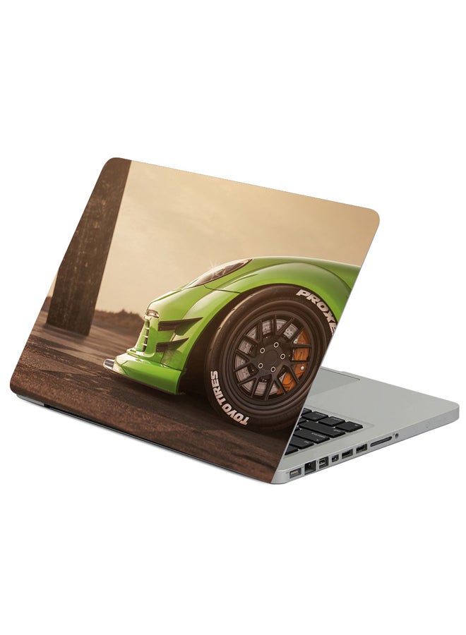 Car Sportscar Green Printed Laptop Sleeve Multicolour