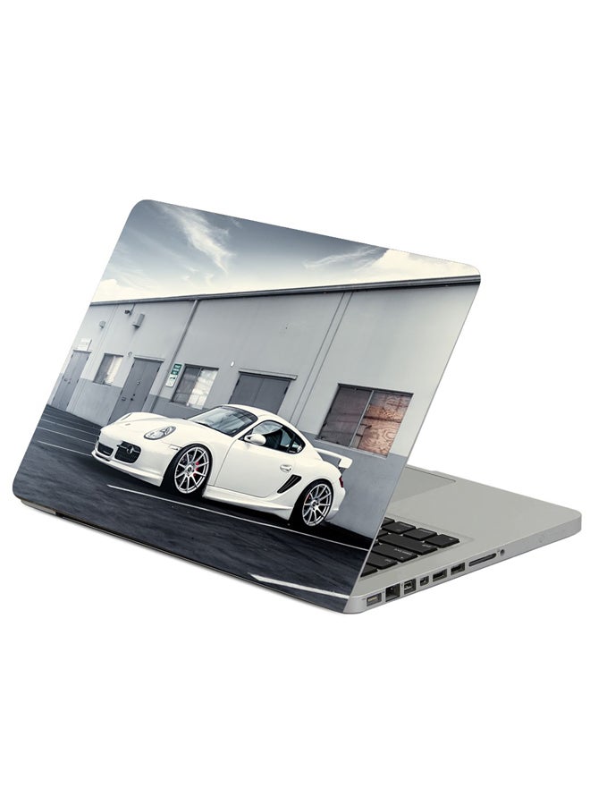 Fast Print Porsche White Wheels Printed Laptop Sleeve Multicolor