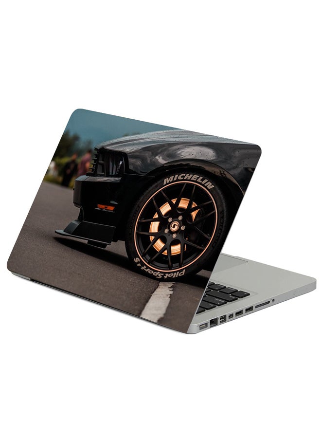 Fast Print Sports Car Wheel Printed Laptop Sticker Multicolour