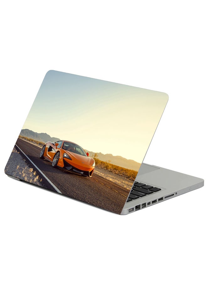 حافظة لابتوب بطبعة على شكل السيارة الرياضية مكلارين 570S بلون برتقالي متعدد الألوان