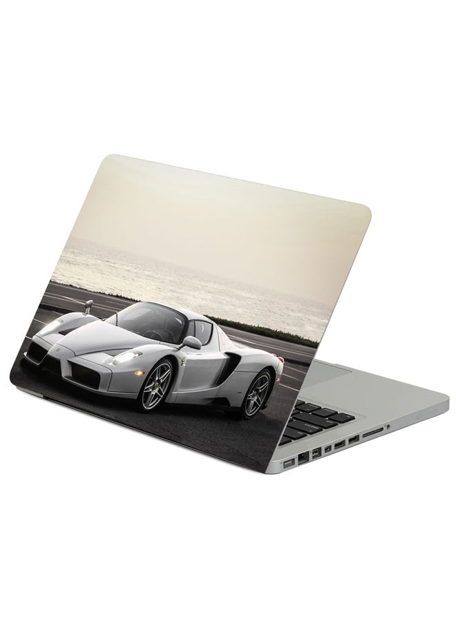 Silver Enzo Ferrari Printed Laptop Sticker Multicolour