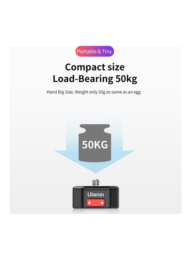 Ulanzi Claw Quick Release Plate For DSLR Camera Black/Red - Image 3