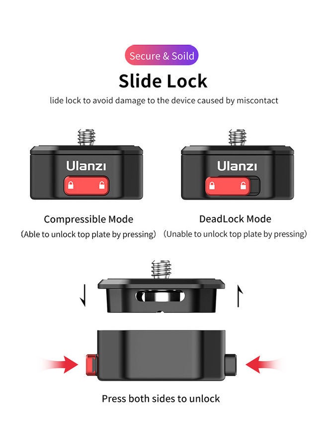 Ulanzi Claw Quick Release Plate For DSLR Camera Black/Red - Image 5