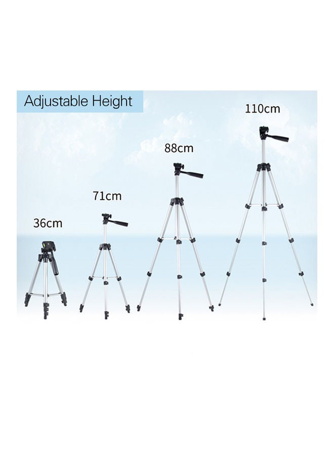 طقم حامل ثلاثي القوائم مكون من 4 أقسام مع حامل بمشبك للهاتف أسود/ فضي - Image 3