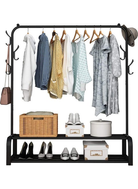 Clothes Organizer And Coated Metal Rack Black 110*33*150cm