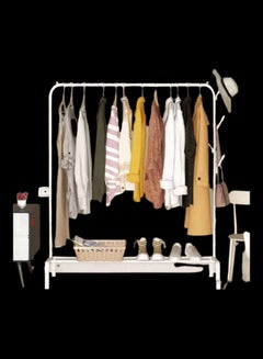 Generic Clothes Organizer And Metal Stand White 110x40x150cm  - Image 3