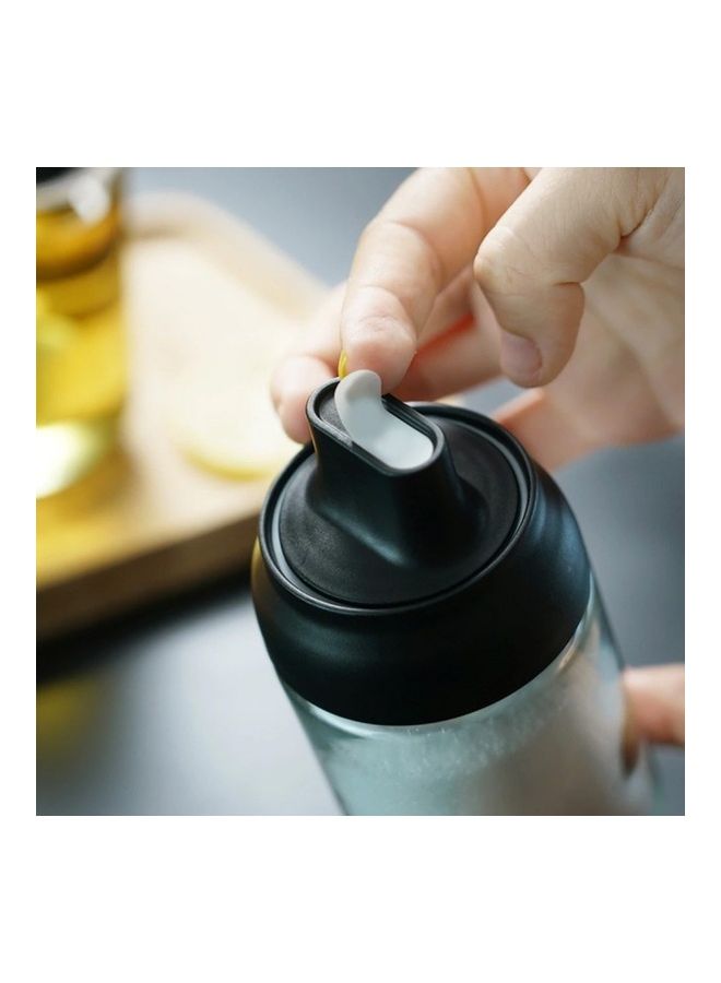 Glass Oil Storage Jar With Brush Clear/Black 20cm