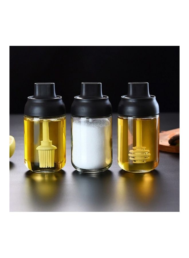 Glass Oil Storage Jar With Brush Clear/Black 20cm