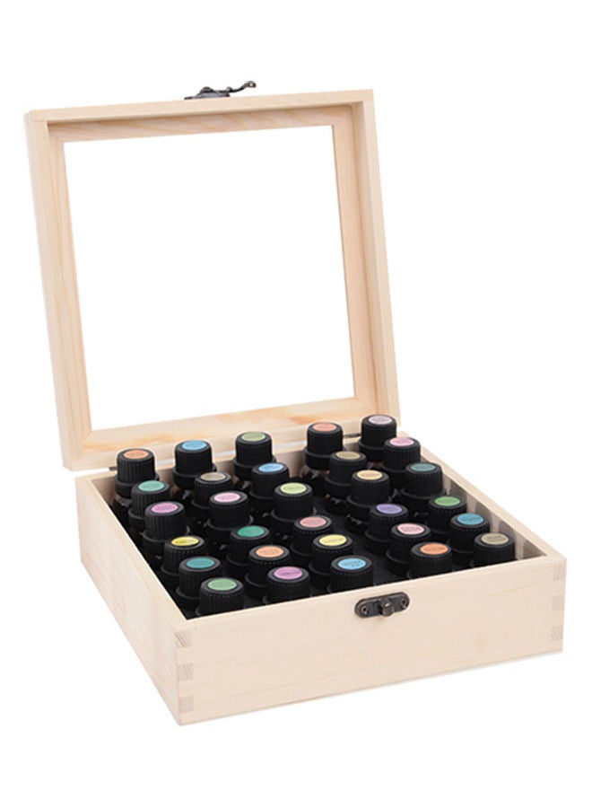 30 Slots Wooden Essential Oil Box Beige 20 x 8 x 20cm  - Image 1