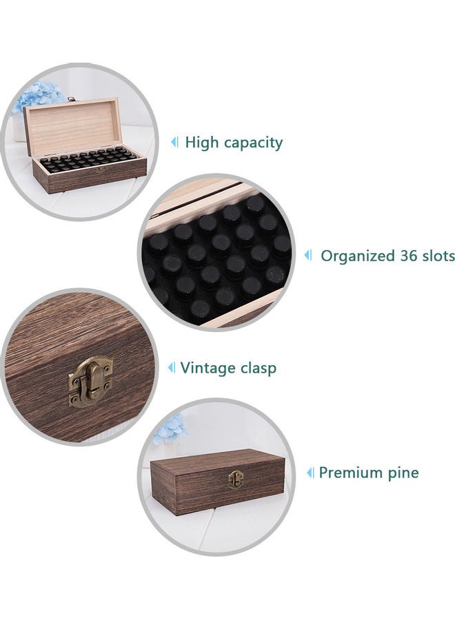 36 Slots Wooden Essential Oil Box Organizer Beige 20 x 6 x 10cm  - Image 4