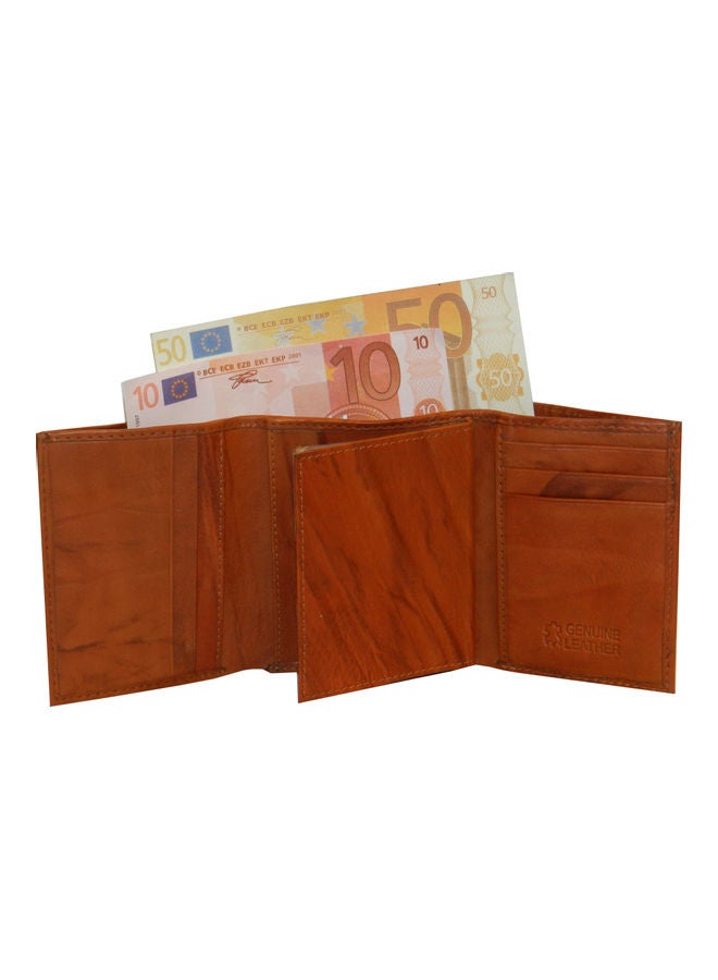 LAVERI LEATHER Designer Trifold Wallet Brown/Black  - Image 3