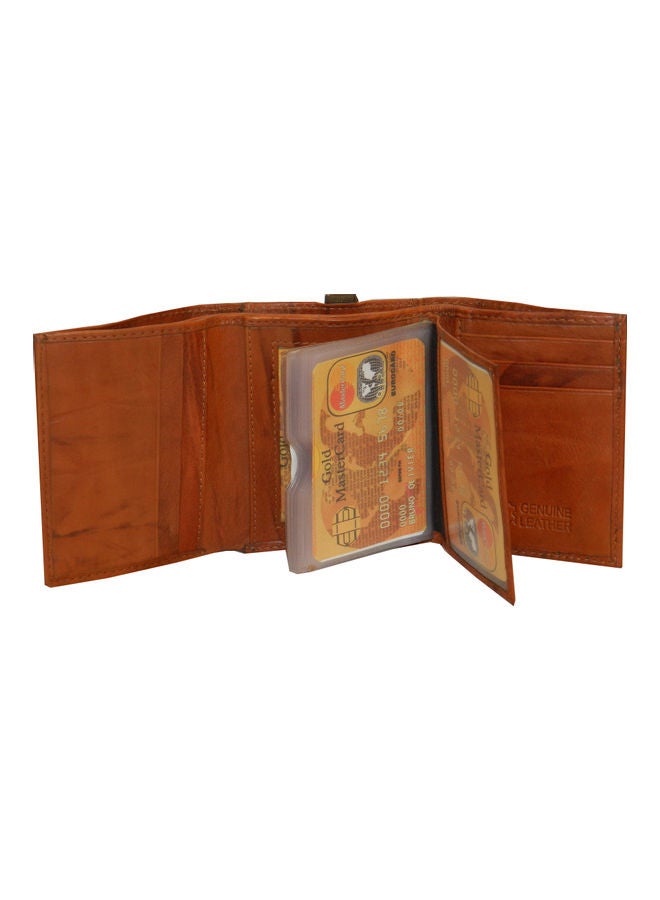 LAVERI LEATHER Designer Trifold Wallet Brown/Black  - Image 4