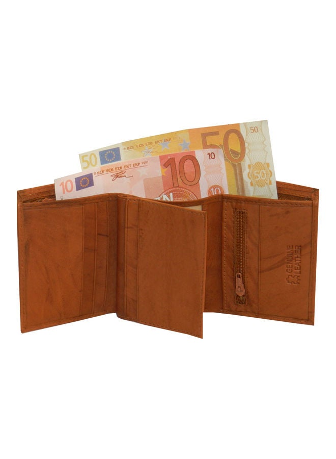 LAVERI LEATHER - Designer Trifold Wallet Brown - Image 1
