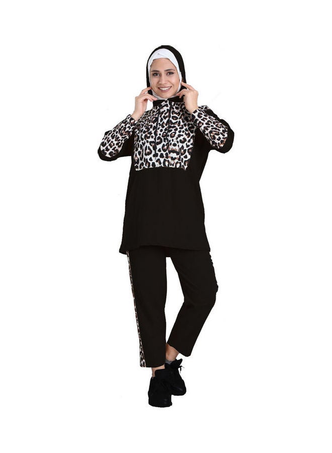 Fabienne Leopard Striped Tracksuit Set Black/Brown/White  - Image 1