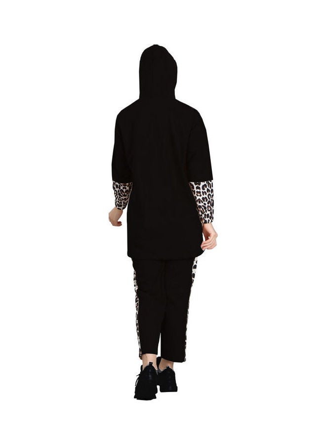 Fabienne Leopard Striped Tracksuit Set Black/Brown/White  - Image 2