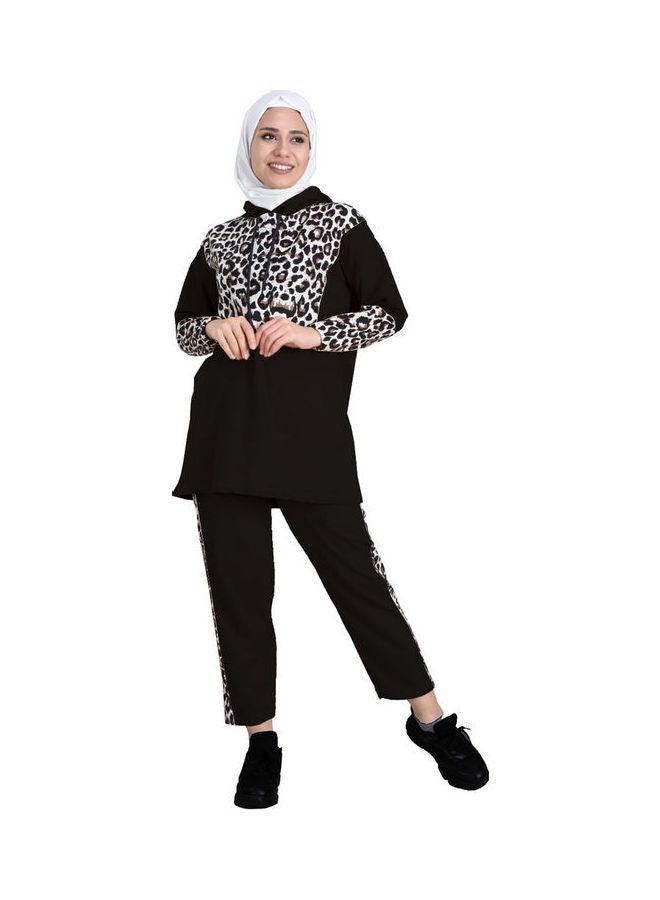Fabienne Leopard Striped Tracksuit Set Black/Brown/White  - Image 4