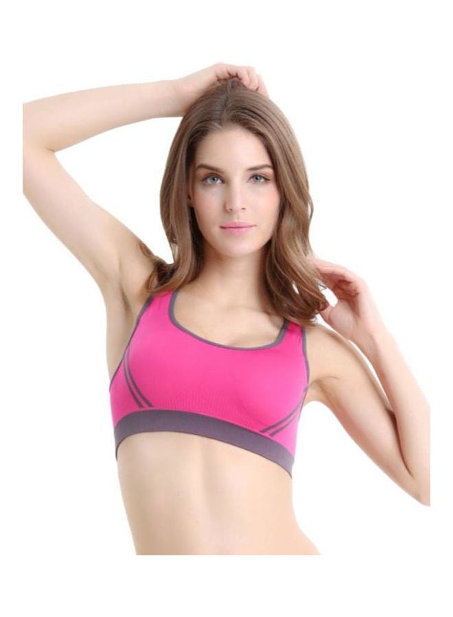 Glamroot Women's Padded full Coverage Quick Dry Padded Cross Back Sports Bra with Removable Soft Cups for Gym, Yoga, Running, and Fitness Pink - Image 1