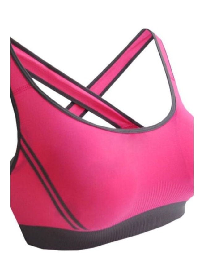 Glamroot Women's Padded full Coverage Quick Dry Padded Cross Back Sports Bra with Removable Soft Cups for Gym, Yoga, Running, and Fitness Pink - Image 4