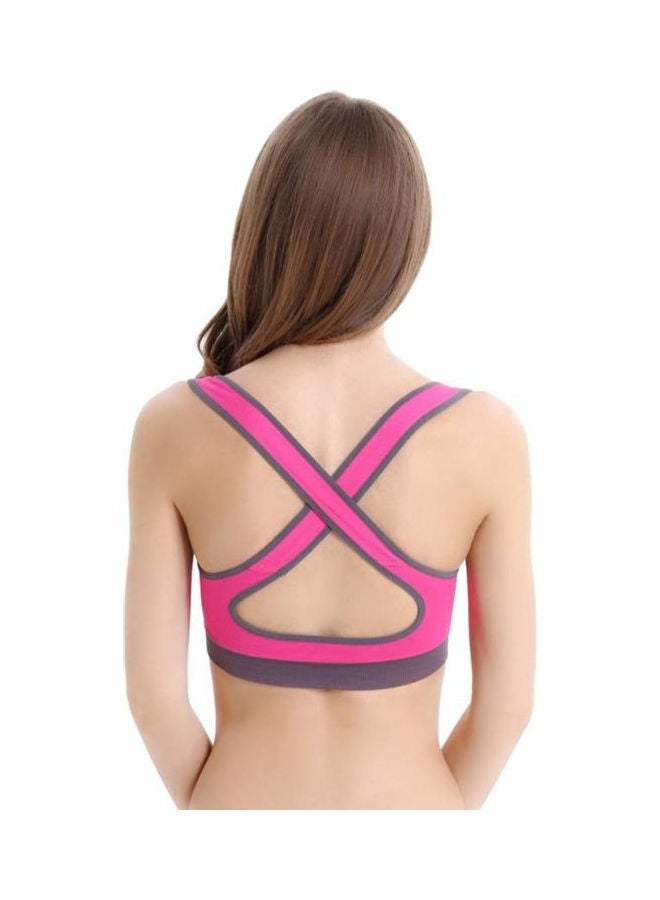 Glamroot Women's Padded full Coverage Quick Dry Padded Cross Back Sports Bra with Removable Soft Cups for Gym, Yoga, Running, and Fitness Pink - Image 2