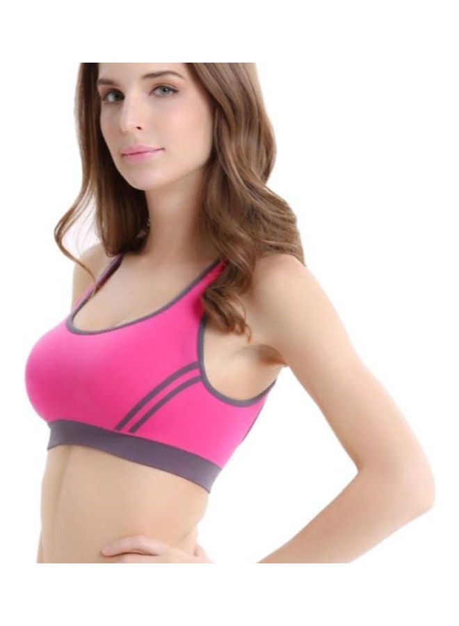 Glamroot Women's Padded full Coverage Quick Dry Padded Cross Back Sports Bra with Removable Soft Cups for Gym, Yoga, Running, and Fitness Pink - Image 3
