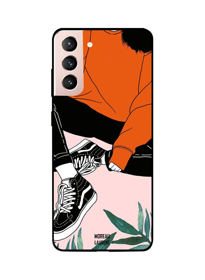 Moreau Laurent Skin Case Cover -for Samsung Galaxy S21 Black Shoes Orange Shirt Girl Is Ready -for Picture Black Shoes Orange Shirt Girl Is Ready For Picture - Image 1