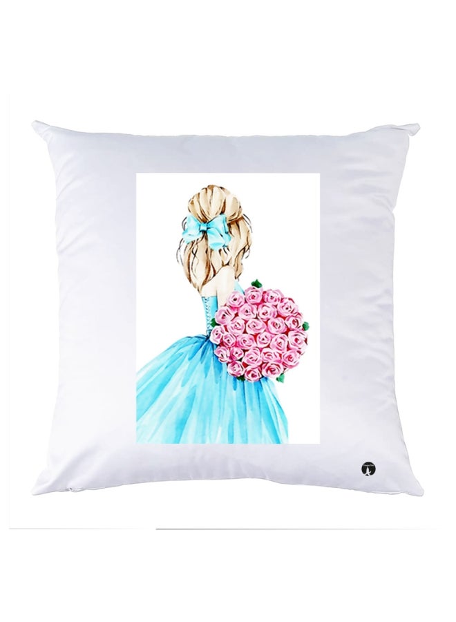 بي بي وسادة زينة مطبوعة أبيض/أزرق/وردي 30x30سم