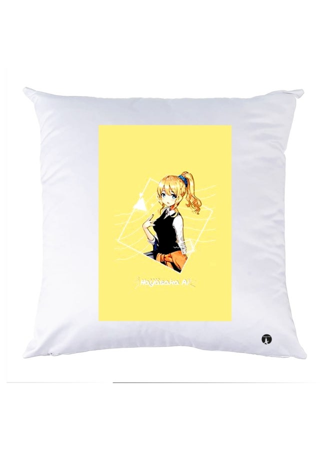 بي بي وسادة زينة مطبوعة أبيض/أصفر/أسود 30x30سم