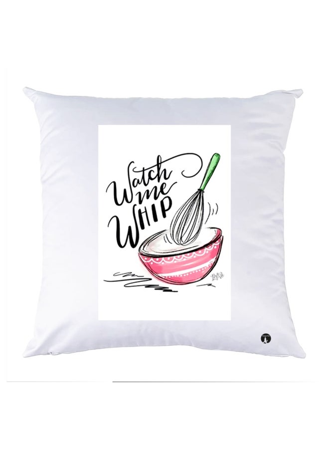 بي بي وسادة زينة مطبوعة أبيض/وردي/أسود 30x30سم