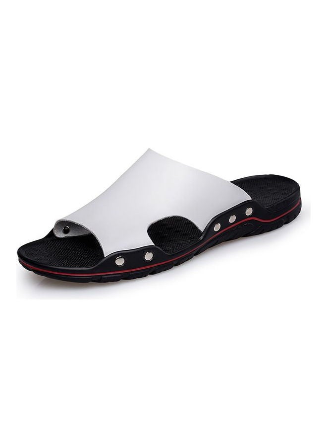 Summer Slippers Leather Sandals Non-slip Black/White  - Image 3