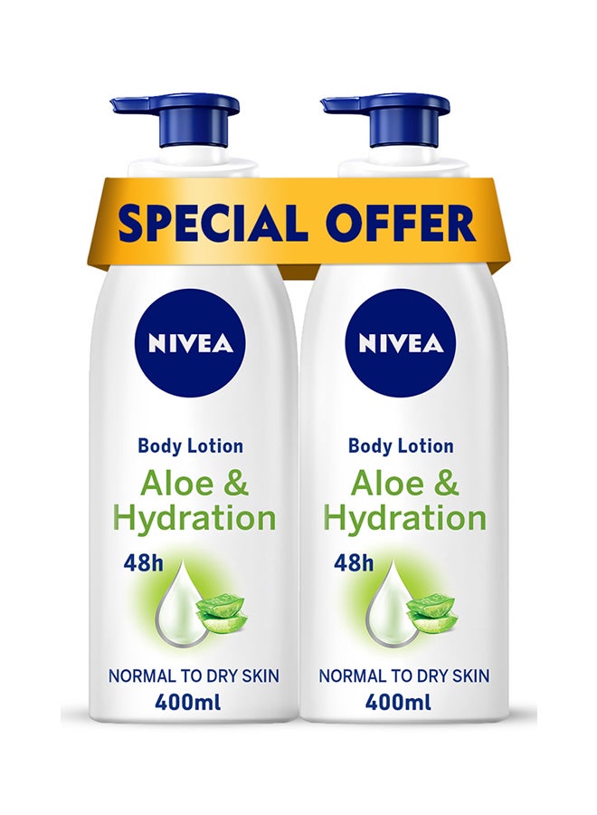 Nivea Aloe And Hydration Body Lotion Clear 2 x 400ml  - Image 1